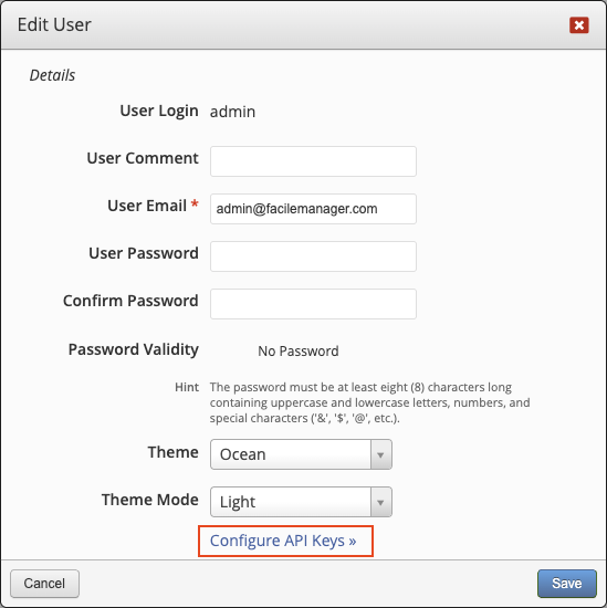 User Properties API Keys
