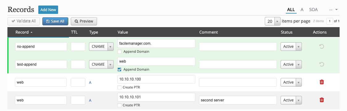 Automatically append domain validated