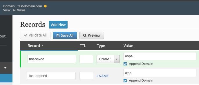 Unsaved resource records