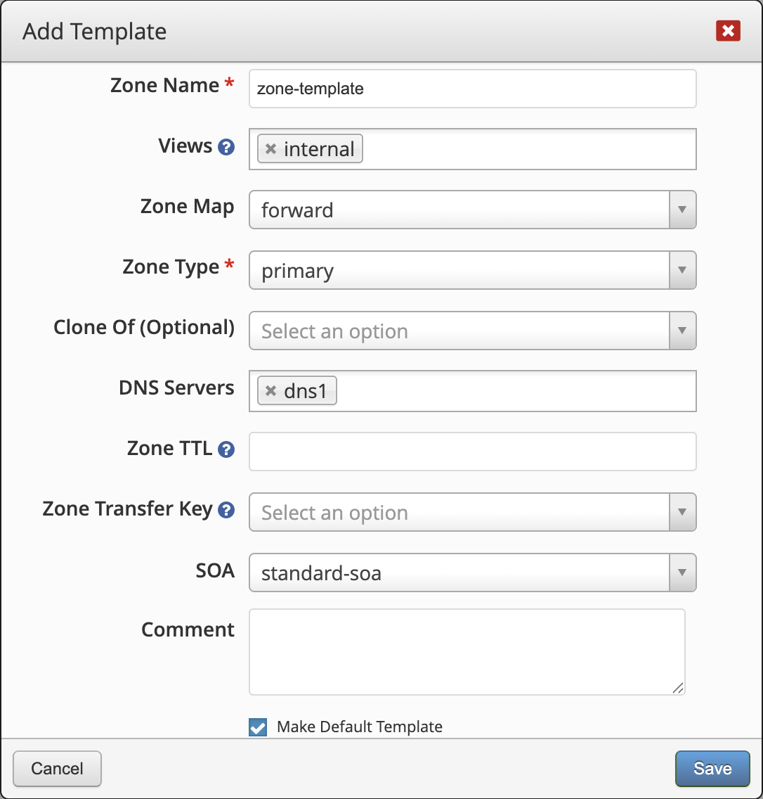 Create Zone Template