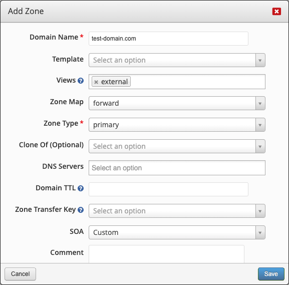 Create external zone